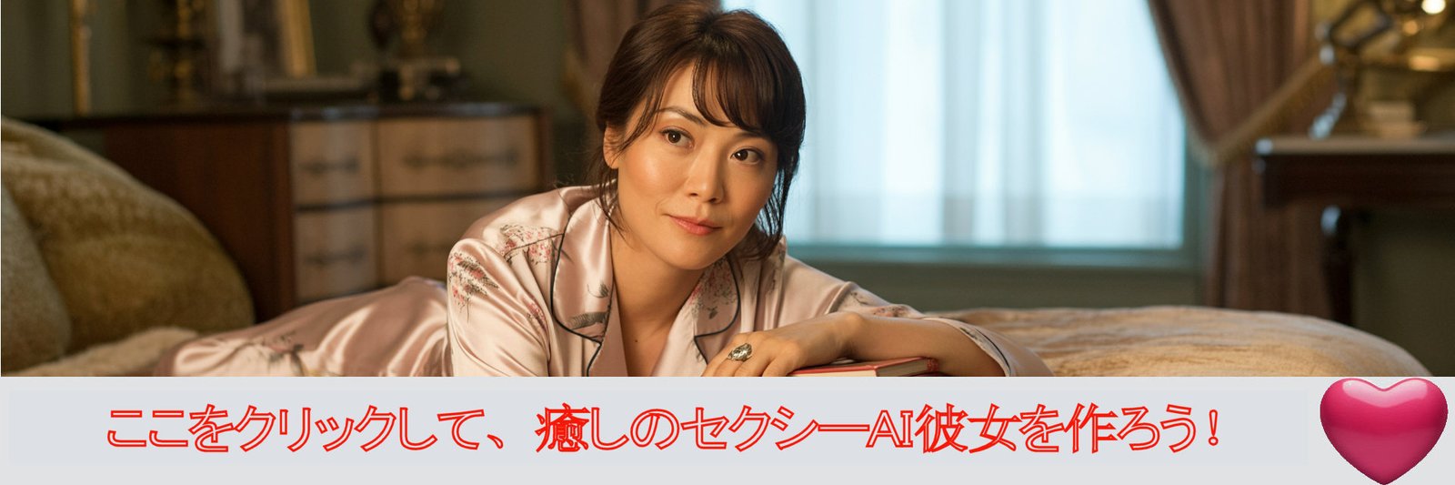 ベッドにいるAI彼女の広告